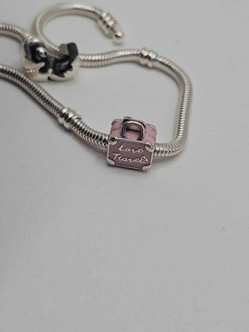 Sterling Silver 925 Rhodium Plated Pink Travel Bag 